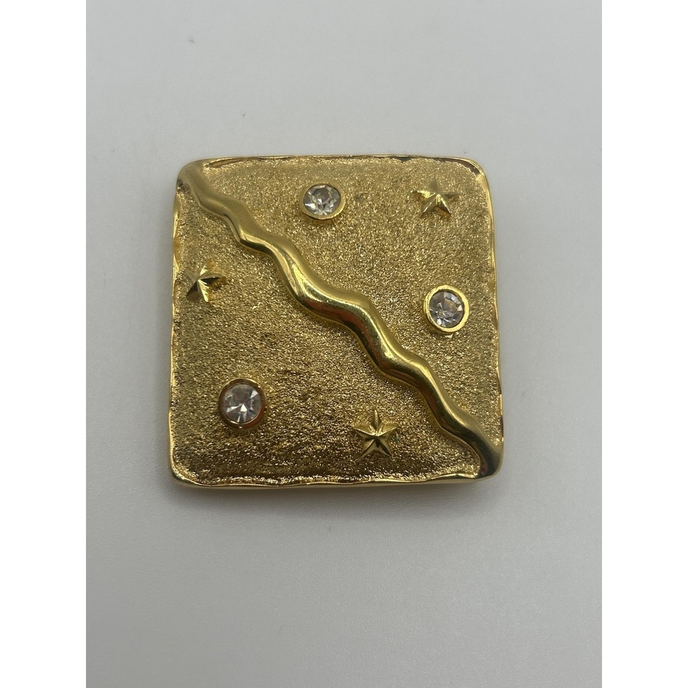 Park Lane‎ Gold Tone Rhinestone Star Abstract Square Brooch Pin Pendant Jewelry
